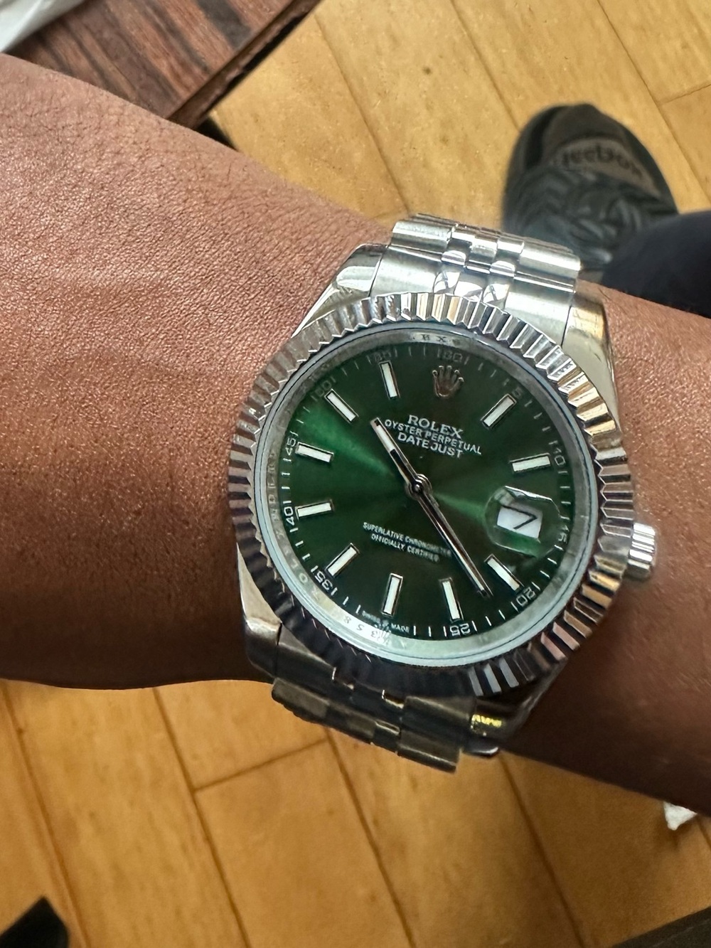 Rolex Datejust Silver Case with Green Dial